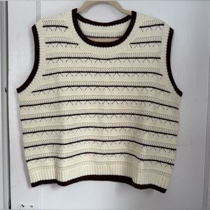 Brown & White Sweater Vest